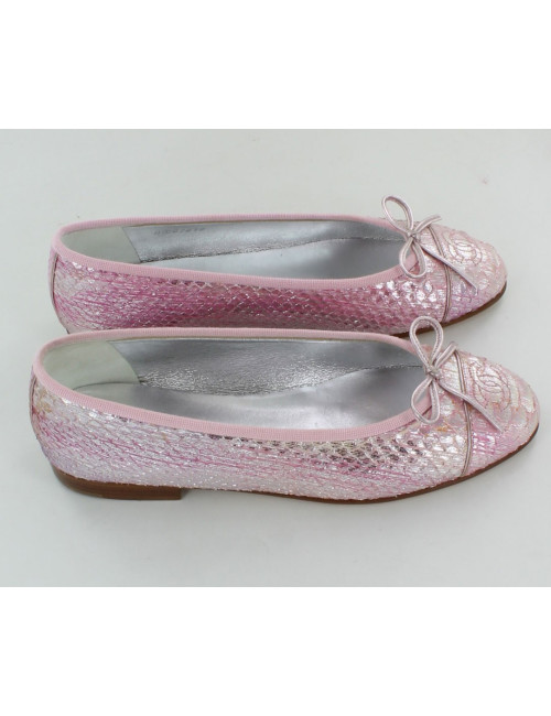 ballerines CHANEL T 36 C reptile rose