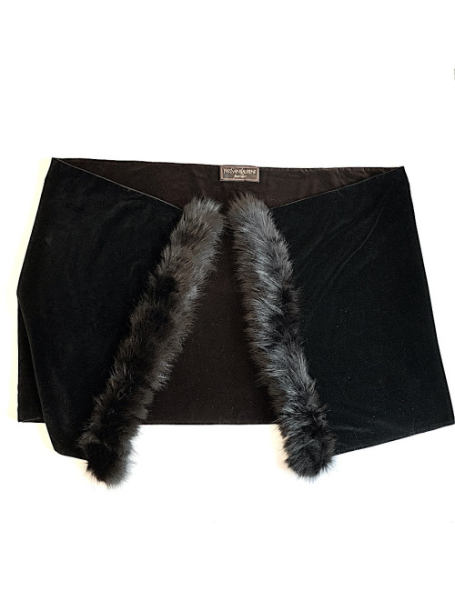 Châle YSL velours réversible noir et marron
