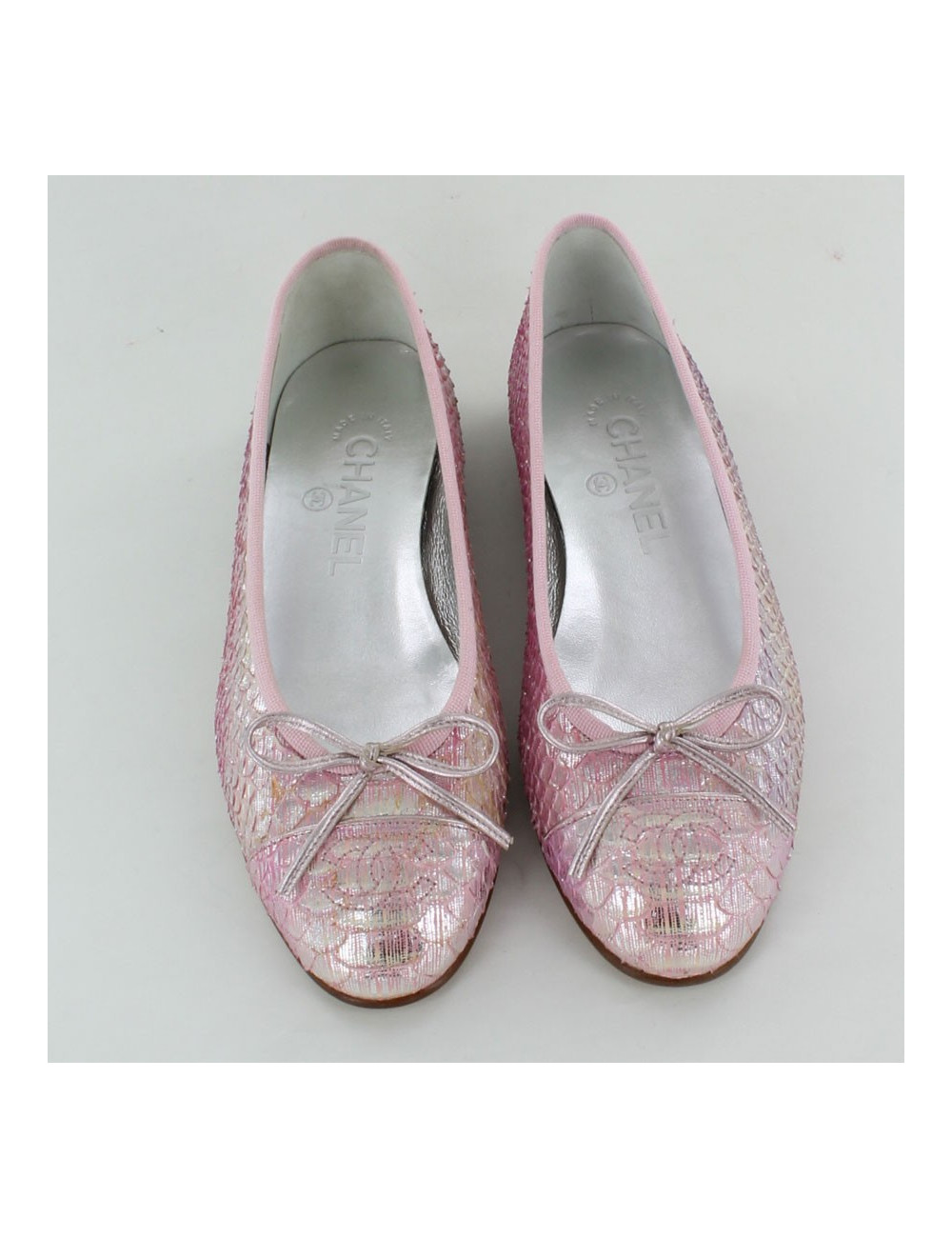 ballerines CHANEL T 36 C reptile rose