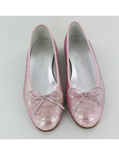 ballerines CHANEL T 36 C reptile rose