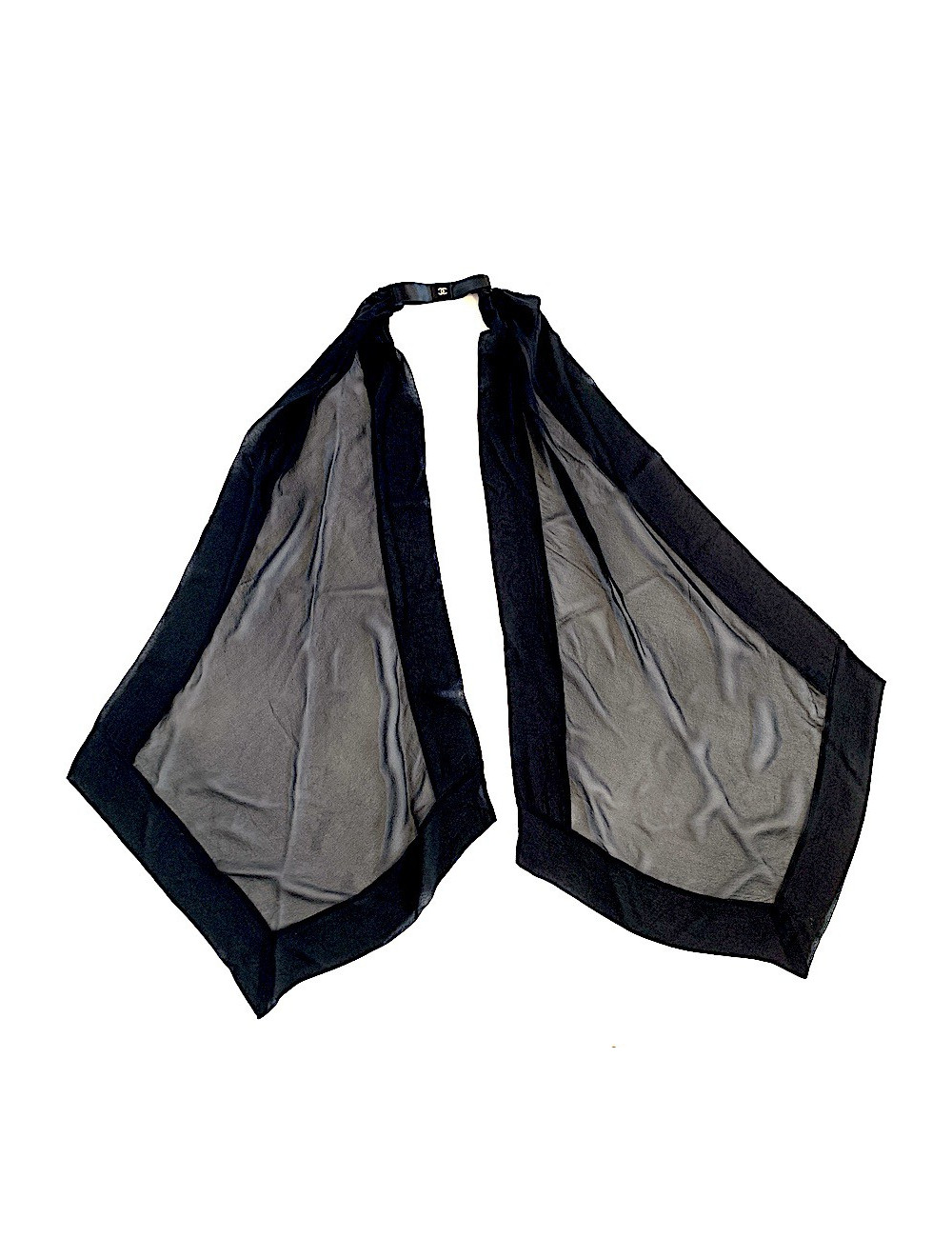 CHANEL black bow and silk voile