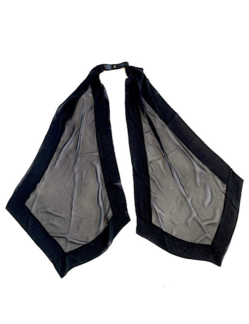 CHANEL black bow and silk voile