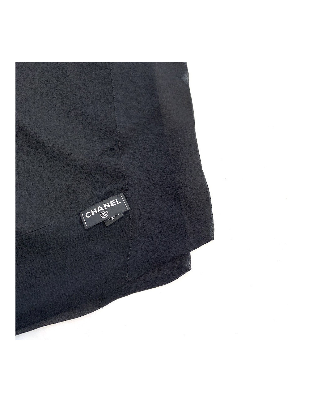 CHANEL black bow and silk voile