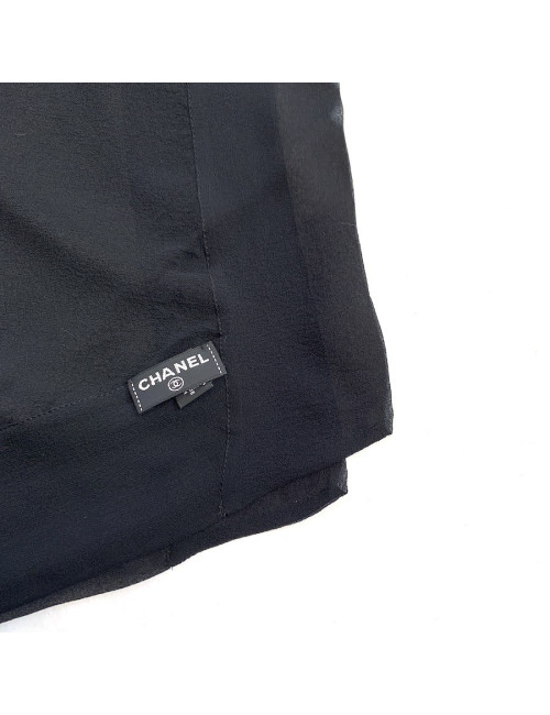 CHANEL noeud et voile de soie noire