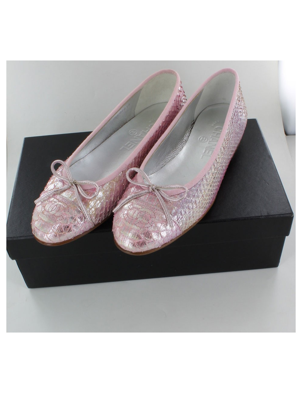 ballerines CHANEL T 36 C reptile rose