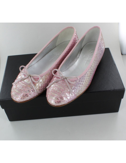 ballerines CHANEL T 36 C reptile rose