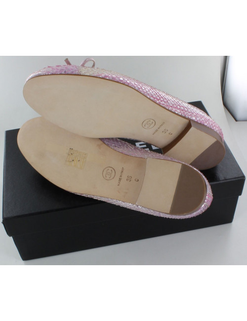 ballerines CHANEL T 36 C reptile rose