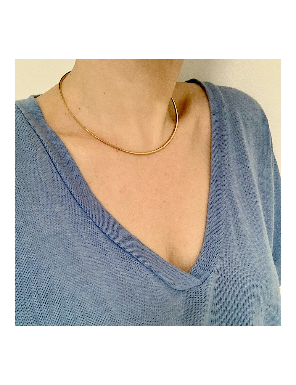 Flat Mesh Necklace in White and Yellow Gold