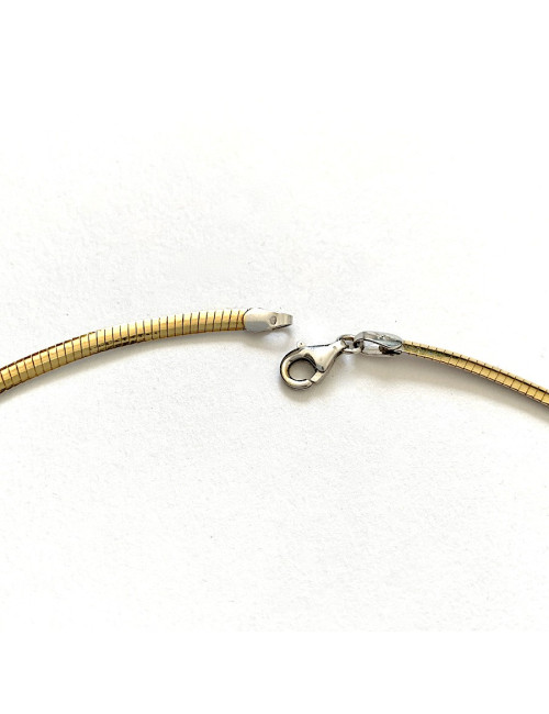 Collier plat en or blanc et or jaune