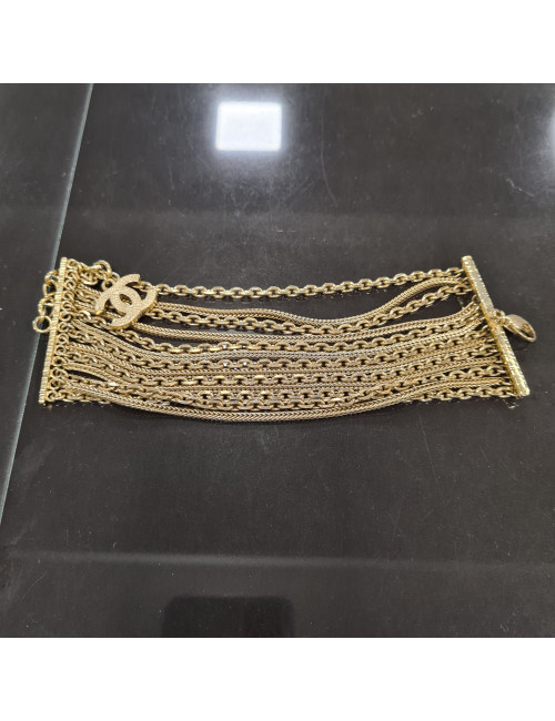 Bracelet chaînes CHANEL en métal doré
