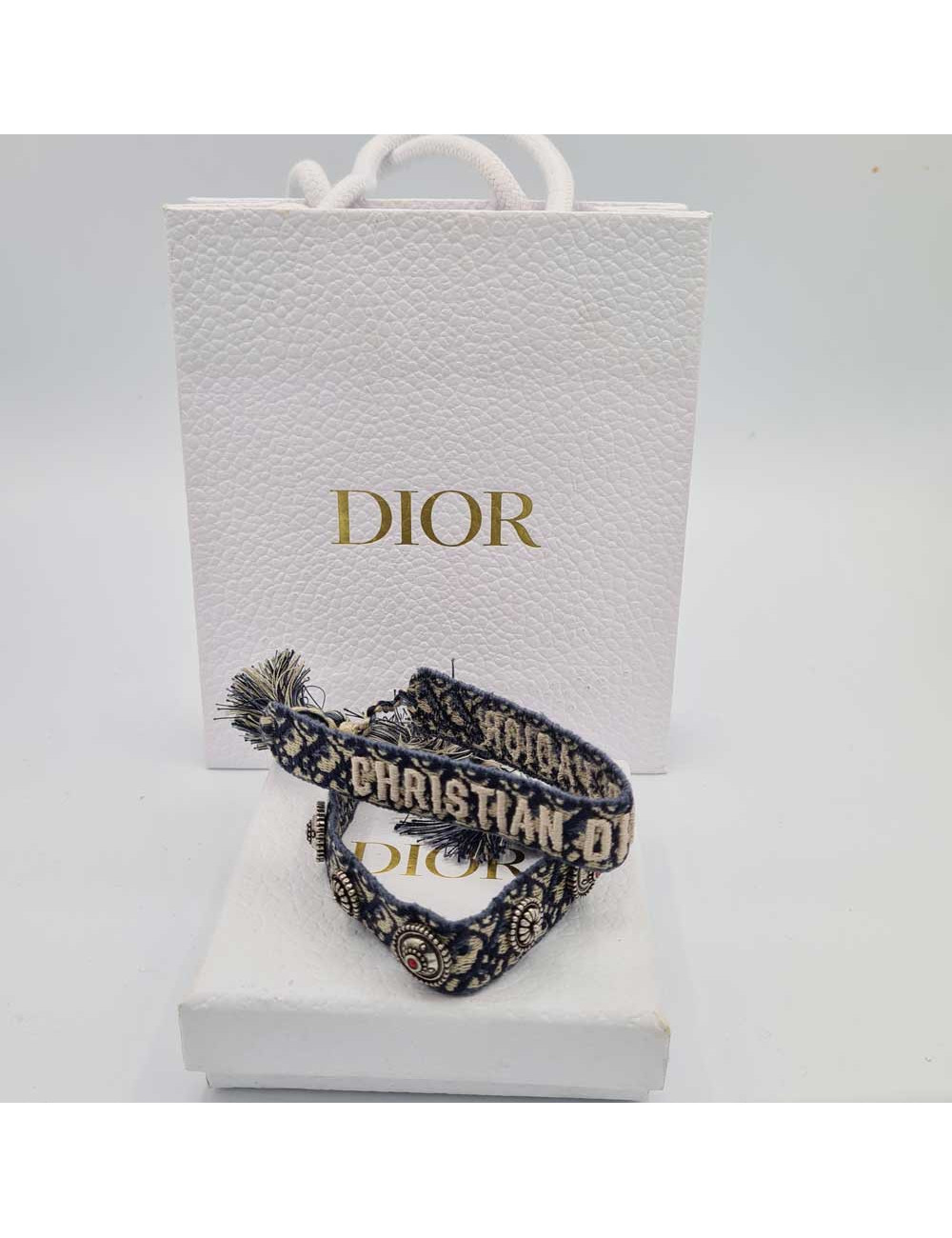 Bracelets DIOR oblique en coton bleu oblique