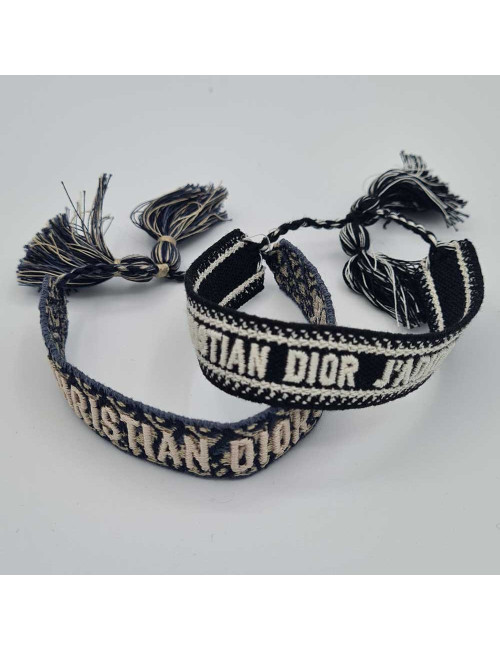 Set Bracelets DIOR j'Adior en coton oblique bleu marine