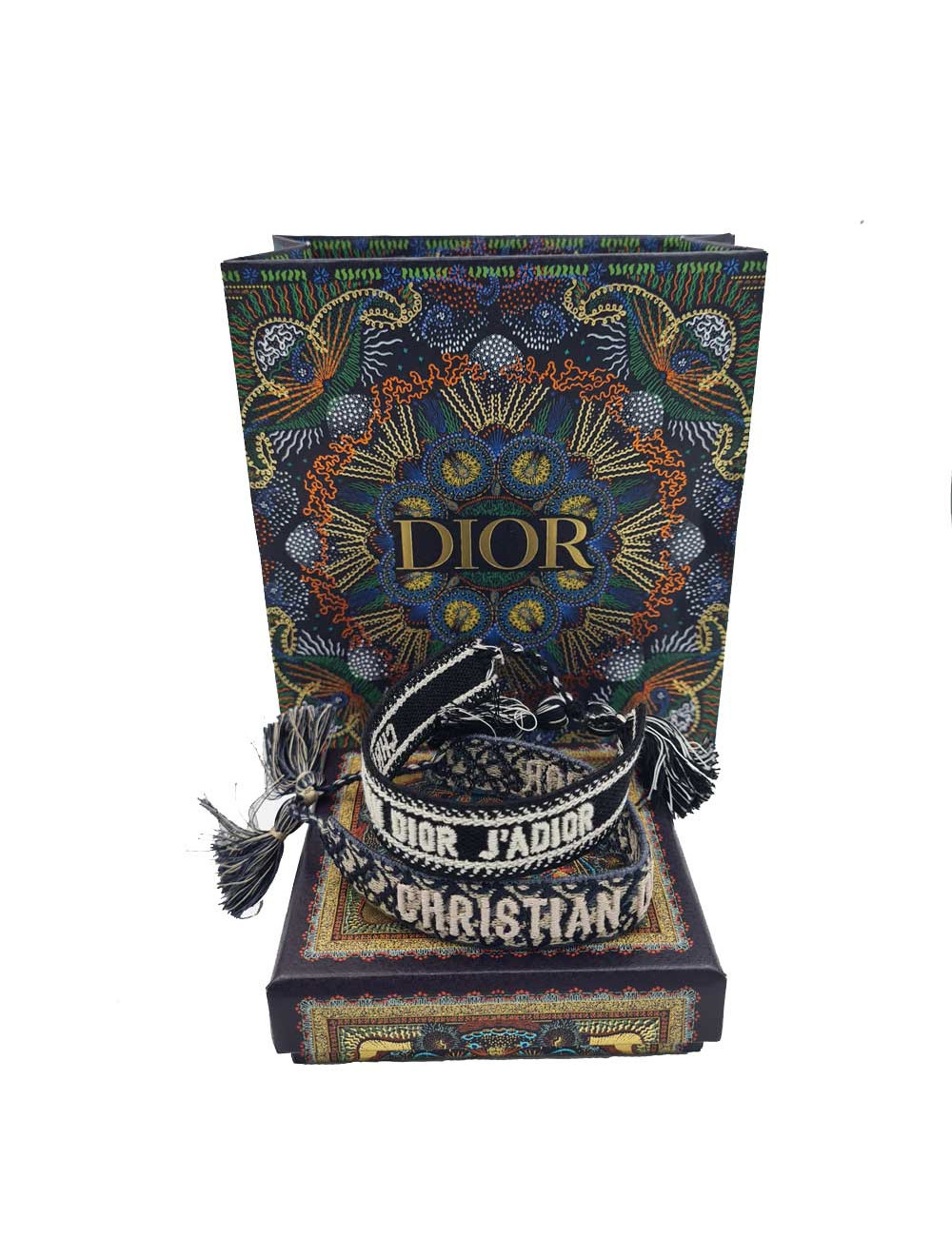 Set Bracelets DIOR j'Adior en coton oblique bleu marine