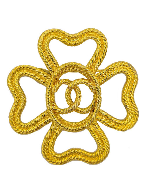 Broche trèfle vintage CHANEL dorée
