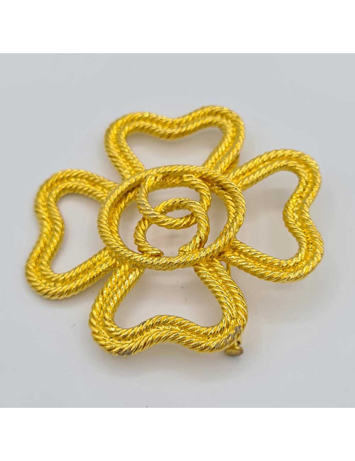 Broche trèfle vintage CHANEL dorée