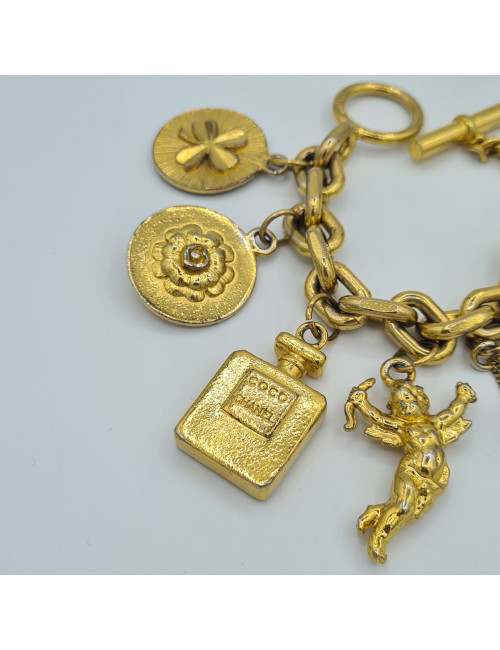Bracelet charms vintage CHANEL doré