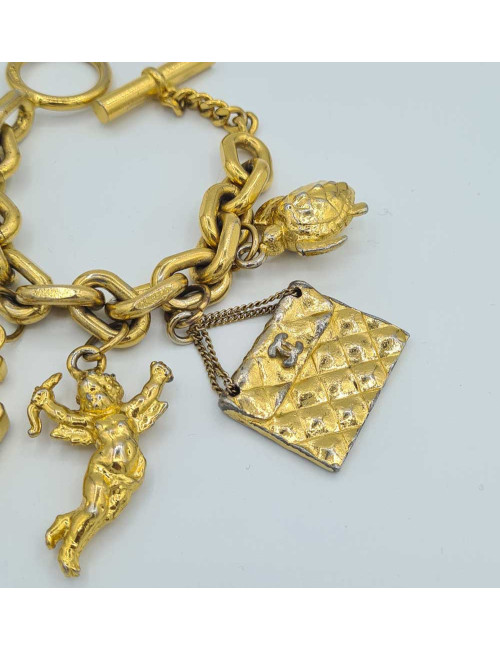 Bracelet charms vintage CHANEL doré