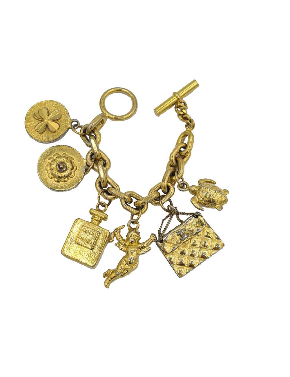 Bracelet charms vintage CHANEL doré