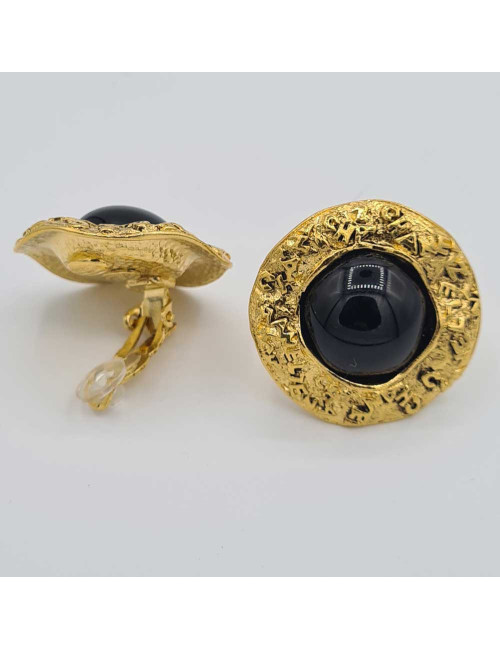 Clips CHANEL perles noires vintage