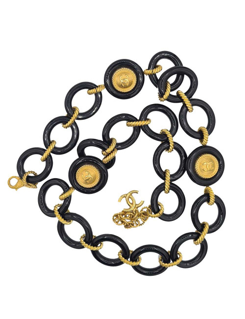 Ceinture CHANEL noir et doré 