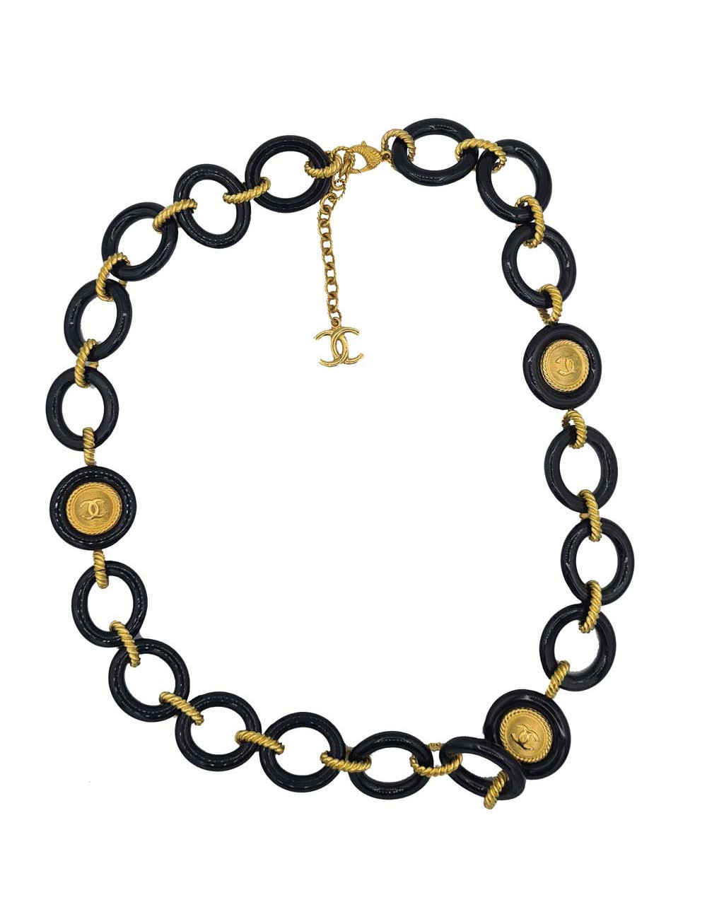 Ceinture CHANEL noir et doré 