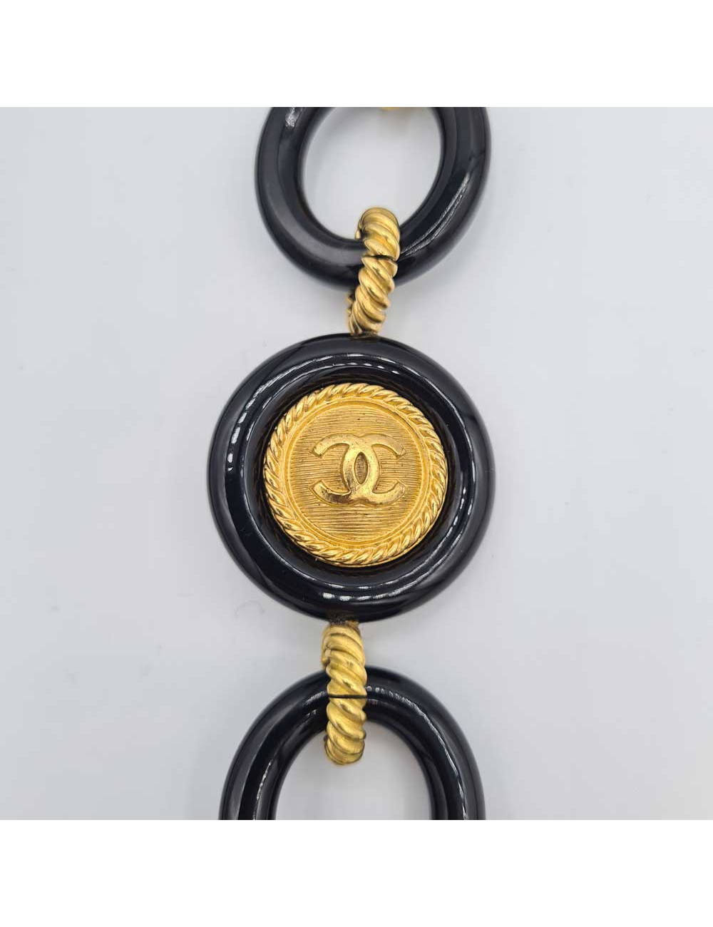 Ceinture CHANEL noir et doré 