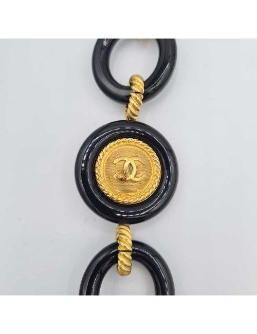 Ceinture CHANEL noir et doré 
