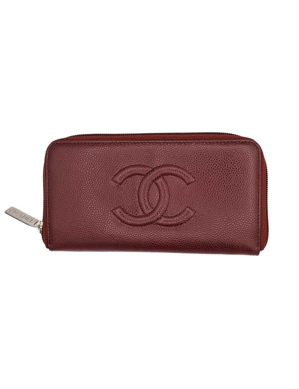 Compagnon en cuir grainé bordeux CHANEL