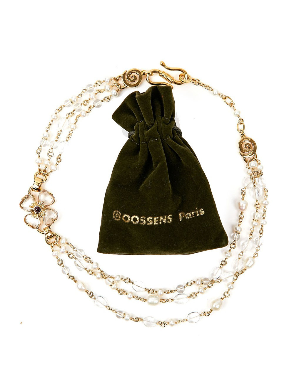 Collier marguerite GOOSSENS roches de cristal et perles