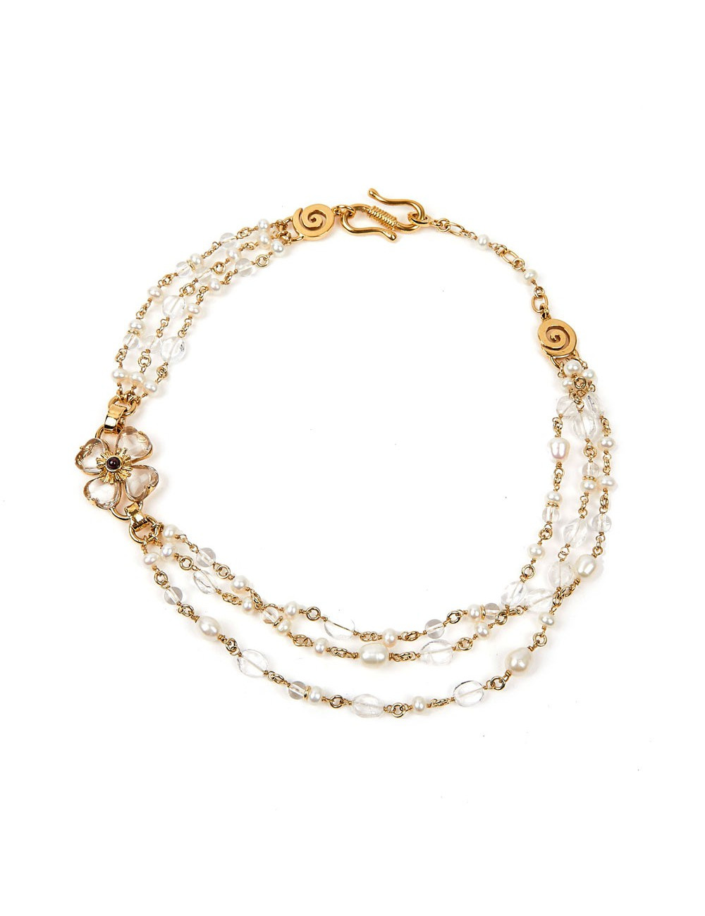 Collier marguerite GOOSSENS roches de cristal et perles