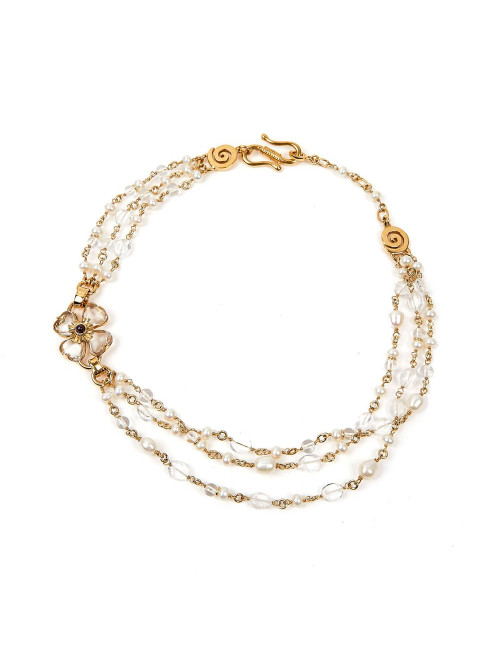 Collier marguerite GOOSSENS roches de cristal et perles