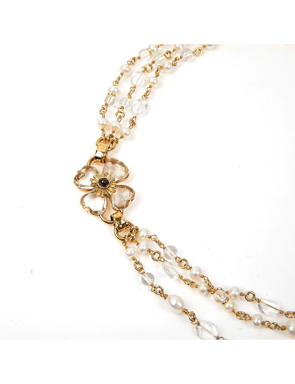 Collier marguerite GOOSSENS roches de cristal et perles