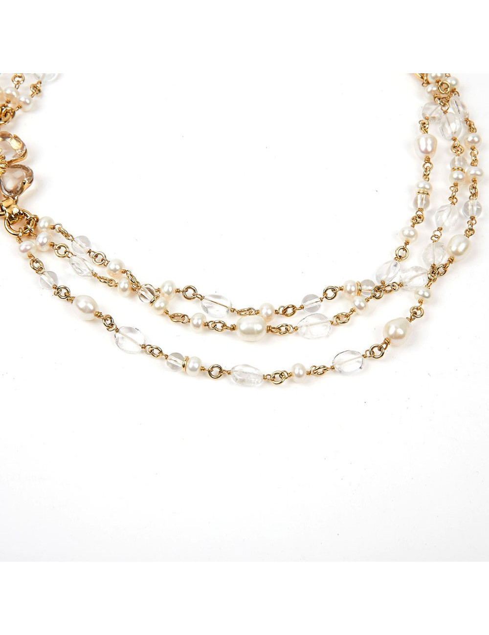 Collier marguerite GOOSSENS roches de cristal et perles