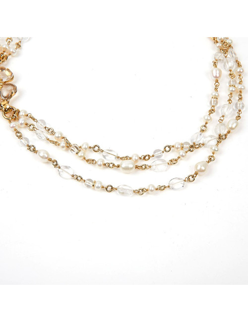 Collier marguerite GOOSSENS roches de cristal et perles