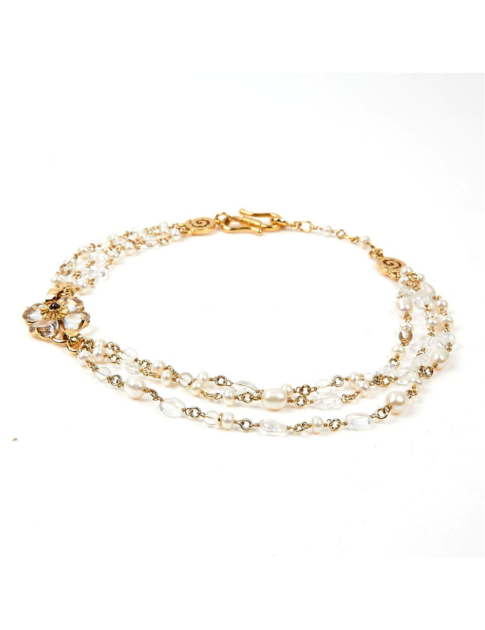 Collier marguerite GOOSSENS roches de cristal et perles