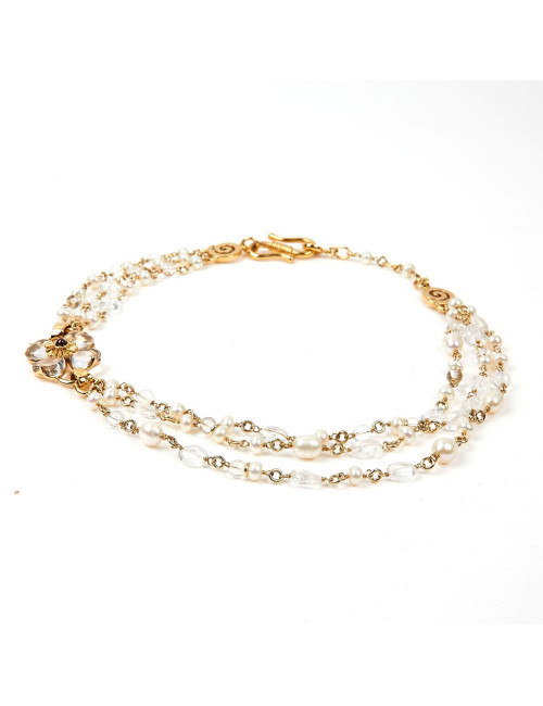 Collier marguerite GOOSSENS roches de cristal et perles