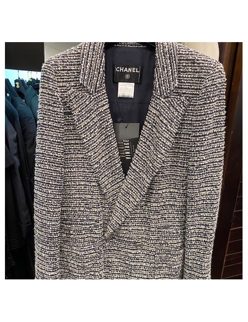 Veste T 40 CHANEL blanc noir et fils d'or