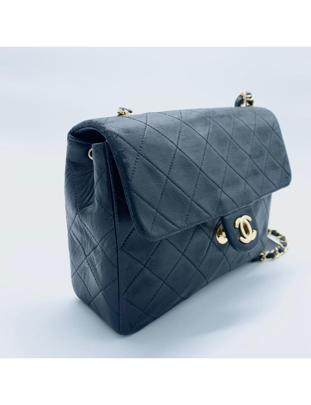 CHANEL Vintage Crossbody Mini Bag in Black Lambskin Leather