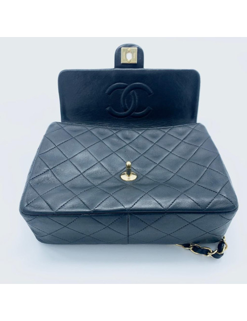 CHANEL Vintage Crossbody Mini Bag in Black Lambskin Leather