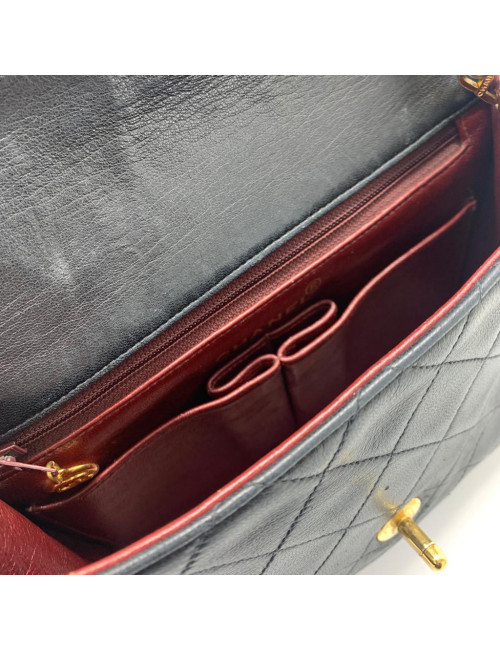 CHANEL Vintage Crossbody Mini Bag in Black Lambskin Leather