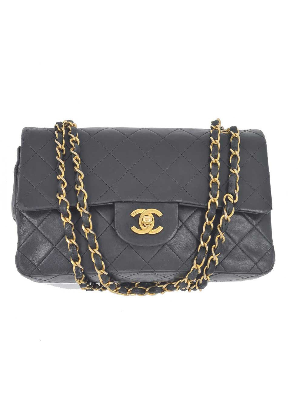Sac classique CHANEL double rabat noir