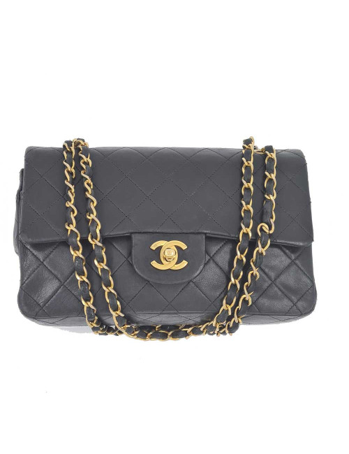 Sac classique CHANEL double rabat noir