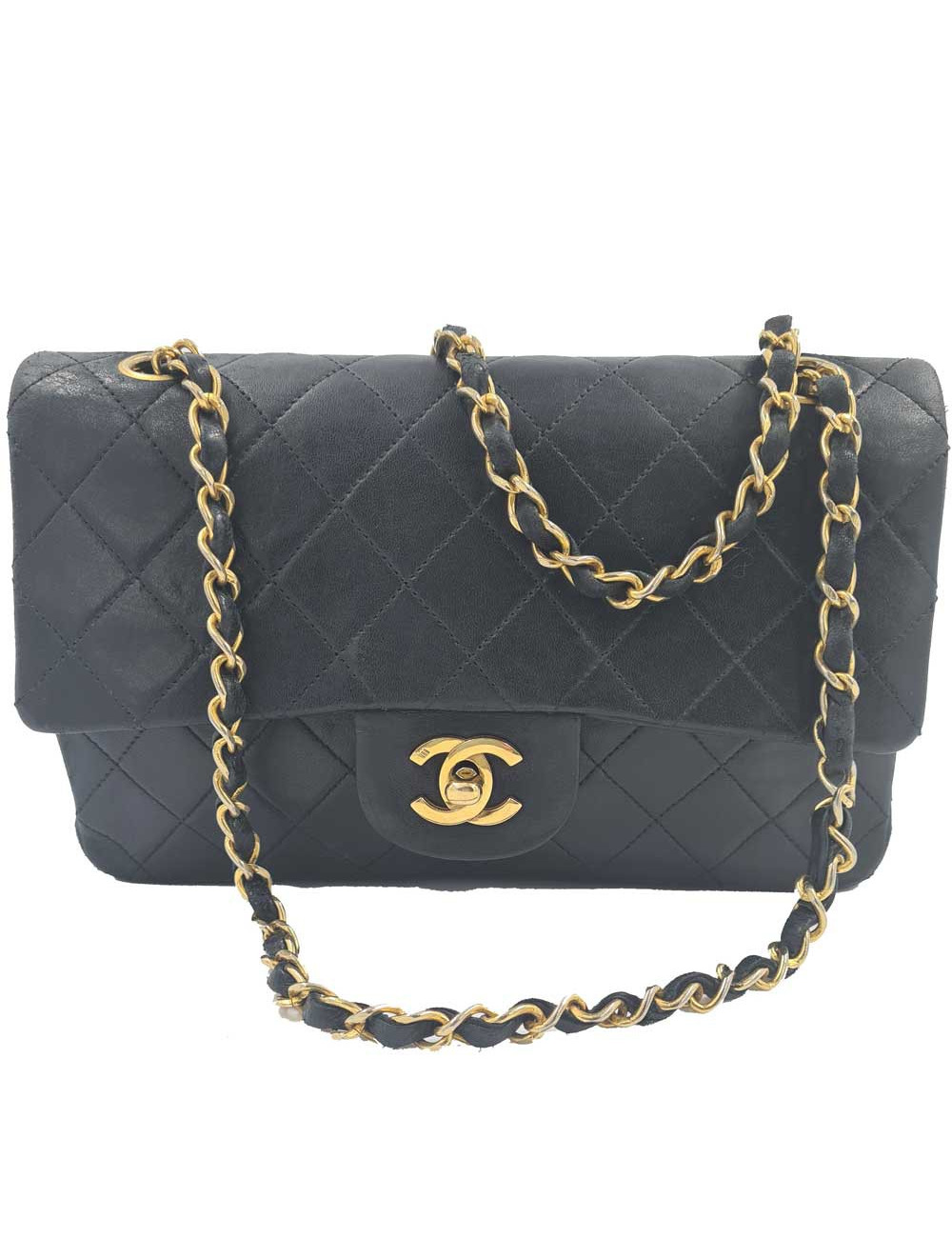 Sac classique CHANEL double rabat noir
