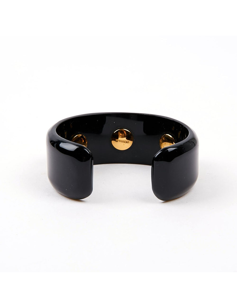 GOOSSENS Black Cuff Bracelet with Tinted Rock Crystal Cabochons