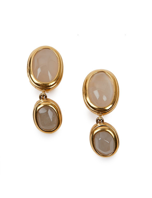 Boucles d'oreille deux cabochons ambré GOOSSENS