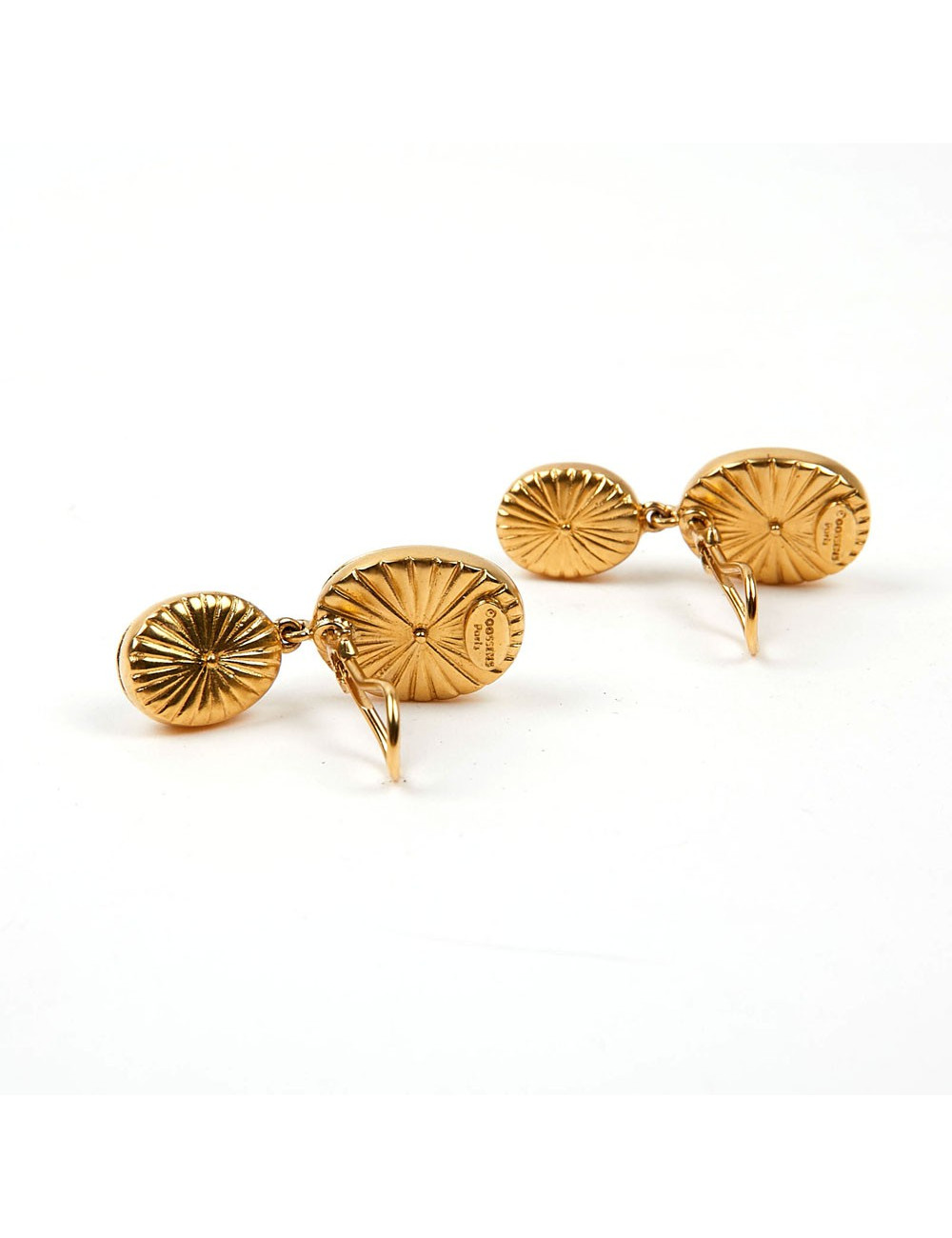 Boucles d'oreille deux cabochons ambré GOOSSENS