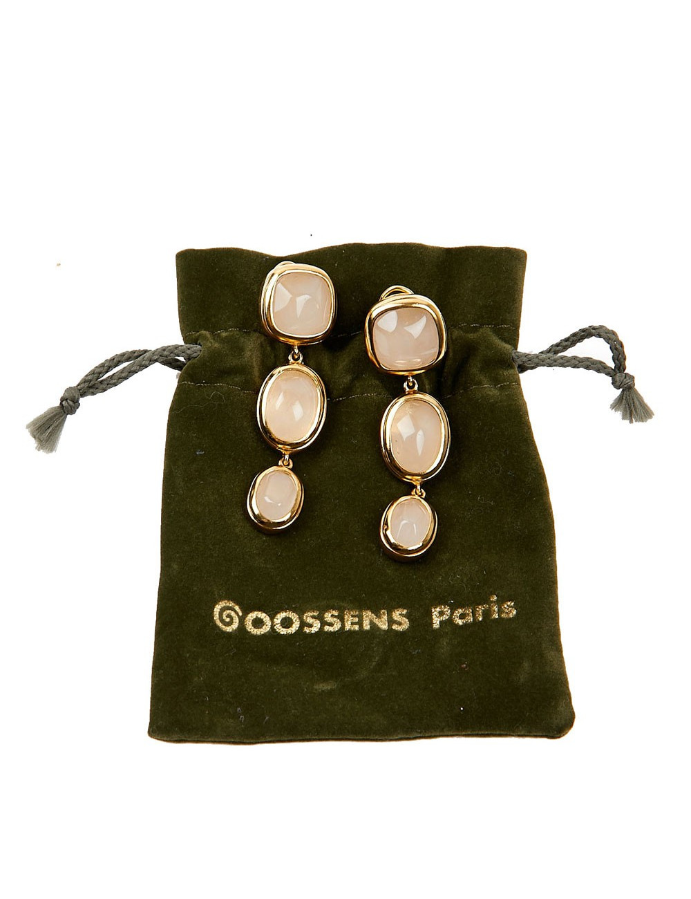 Boucles d'oreille trois cabochons ambre GOOSSENS