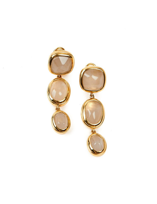 Boucles d'oreille trois cabochons ambre GOOSSENS