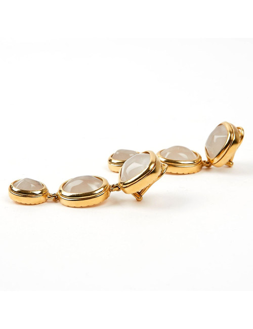 Boucles d'oreille trois cabochons ambre GOOSSENS