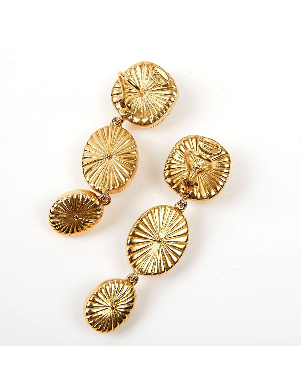 Boucles d'oreille trois cabochons ambre GOOSSENS